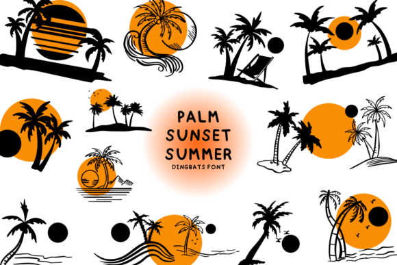 Palm Sunset Summer: A Playful Dingbats Font for Creative Projects